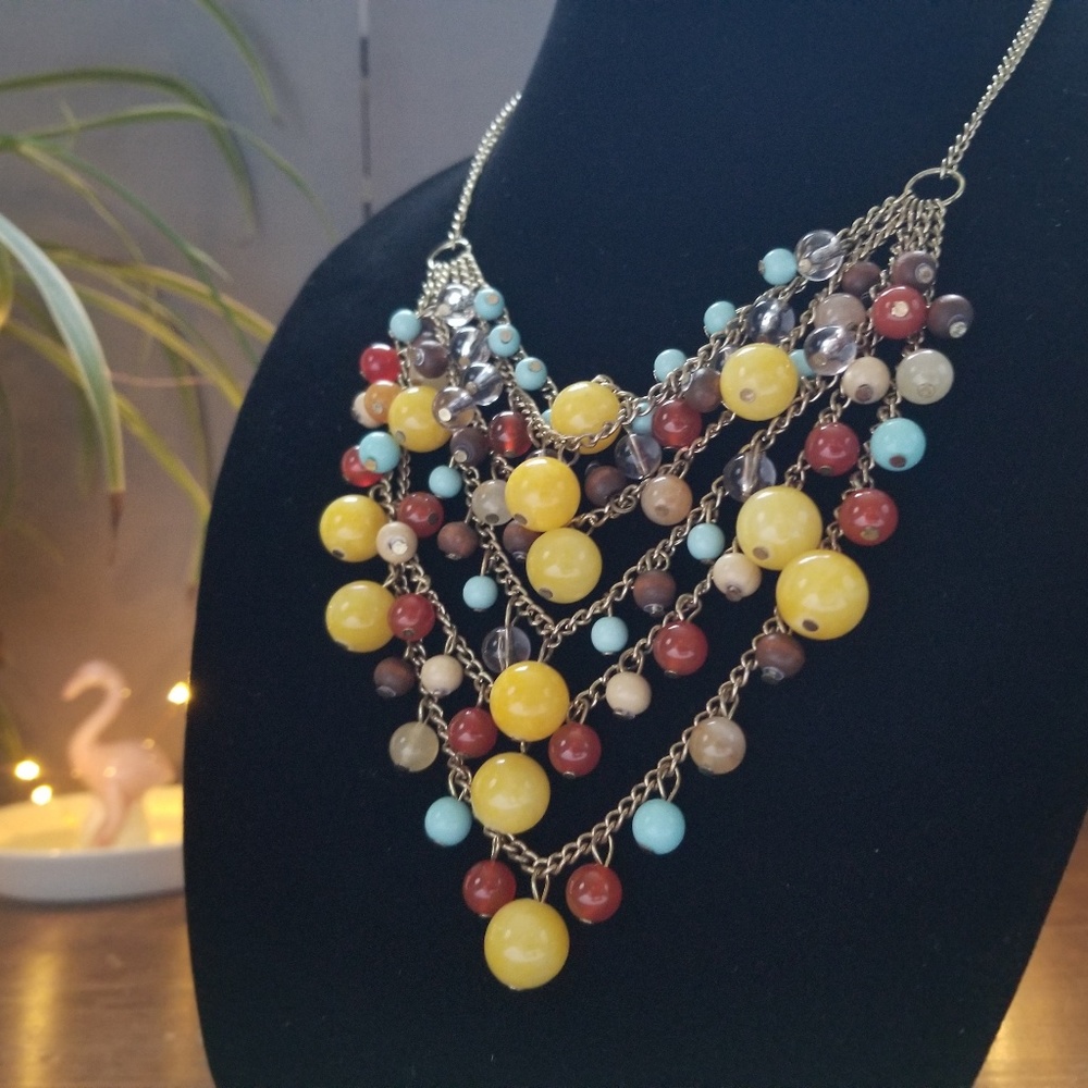 Boho Beaded Waterfall Bib Necklace